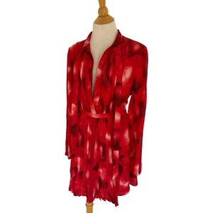 Valentino Red Silk Bow-Neck Dress | Size 46